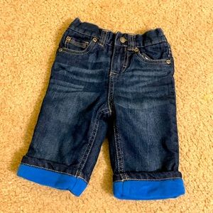 Fleece lined baby jeans